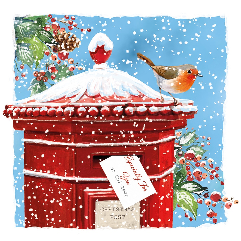 Christmas Card – Post Box Robin